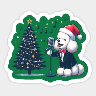 Poodle Dog Singing Christmas Sticker